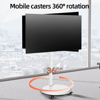 Stand TV Lantai Tunggal Beroda 24-50 Inch 30KG Putar 360 Derajat Troli Monitor Mobile VESA 200x200 Baja Canai Dingin