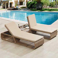 Chaise longue moderne en rotin tressé imperméable pour usage extérieur, balcon, cour, piscine, plage, terrasse, transat