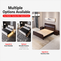 Komfortables Schwarzes Eichen-S-Bett mit Kopfteil in S-Form, Hochbelastbares Massivholz-Doppelbett - Modernes Softbett