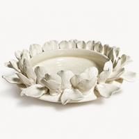 Bol décoratif en céramique 3D à motif floral, blanc, avec pétales superposés, pour console, table à manger, décoration de la maison
