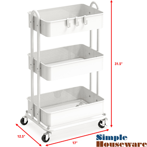 Carrito de Almacenamiento Móvil de 3 Niveles, Carrito de Almacenamiento de Metal con Ruedas para Papelería - Product Image 2