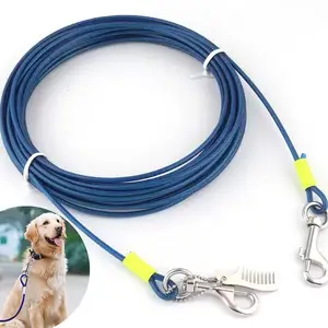 Blue Strong Dog Leash solid and durable lead Pet Tie Out Cable pet Drag leash rope Outdoor Camping dog collar hardware supply