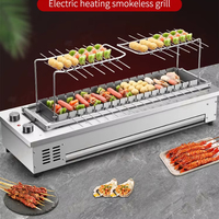 Machine à brochettes de barbecue en acier inoxydable à rotation automatique, équipement de barbecue sans fumée, rôtissoire de table pour viande