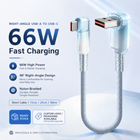 Cable de Carga Rápida USB-A a Tipo-C en Ángulo Recto, con Trenzado de Nailon, para Banco de Energía, Auto, Viajes, Laptop y Dispositivos Móviles (Venta al Por Mayor)
