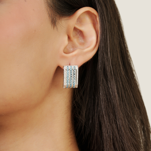 Handmade 925 Sterling <b>Silver</b> Natural Blue Topaz & Diamond Wide Statement Fine <b>Studs</b> <b>Earring</b> For Women's - Product Image 2