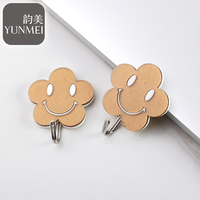 Gantungan Dinding Clover Smiley Cantik Bahan PS, Gantungan Tempel Sendiri untuk Penyimpanan di Rumah, Kamar Mandi, Dapur, Ruang Tamu
