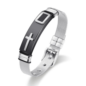 Pulsera de Malla Cruzada de Acero Inoxidable de 10 mm, Ajustable, Unisex, Regalo, Joyería, Color Plata, Oro, Negro - Product Image 3