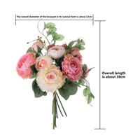 Buket Lu Lianhua Bunga Buatan Realistis Gaya INS Tanaman Hijau Dekorasi Pernikahan Kerajinan Dinding Bunga Mawar Hydrangea
