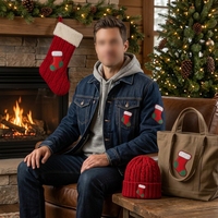 Patch brodé appliqué en forme de chaussette de Noël rouge, à coudre, pour vêtements, sacs et décoration intérieure