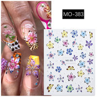 Autocollants pour ongles en relief 3D personnalisés, fleurs colorées, manucure DIY, autocollants pour ongles auto-adhésifs