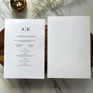 Invitation de mariage moderne de qualité supérieure, imprimée en typographie, avec papier et carton de luxe, personnalisable en gros pour événements - Product Image 1