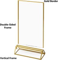Lot de 6 cadres photo transparents avec bordure dorée, support vertical double face pour menus, présentoir acrylique pour tables de mariage