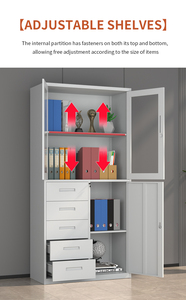 Bộ phận Tủ hồ sơ và hệ thống tài liệu Khóa Tủ hồ sơ với cửa kính, 5 ngăn kéo và thân thép bền để sử dụng văn phòng - Product Image 5