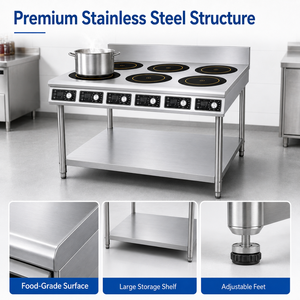 Versatile Six Head Layered Pot Stove with Large Capacity Storage Shelf Stainless Steel Electric Range for Hotel and Hospital Can - Product Image 4