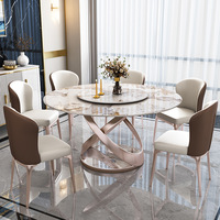 Moderner faltbarer Esstisch und Stuhl Set Rock platte Italienischer Stil erweiterbarer Esstisch Home Villa runder Tisch mit Plattenspieler