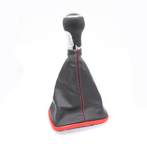 Pommeau de levier de vitesse en cuir avec surpiqûres rouges, ergonomique, pour Volkswagen Bora Golf 4 Audi 5 6 vitesses - Product Image 5