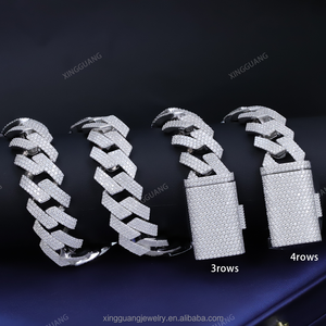 Prix d'usine Chaîne cubaine 3/4 rangs en diamant VVS pour hommes et femmes, bijoux fins Hip Hop, collier et bracelet en moissanite GRA D, argent 925 - Product Image 2