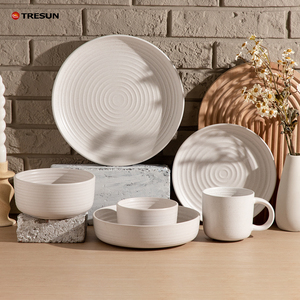 Juego de Vajilla de Gres con Relieve de 16 Piezas, Platos, Tazones y Tazas, Venta al por Mayor Directa de Fábrica China - Product Image 3