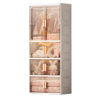 Armoire en plastique à double porte pour salon et chambre à coucher, boîte de rangement pliable, armoire avec cintre, armoire à 3 niveaux