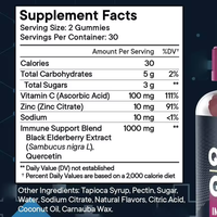 Gummies à la Quercétine avec Vitamine C, Zinc et Baies d'Agripaume, Complément de Soutien Immunitaire pour la Santé Antioxydante, Respiratoire et Saisonnière