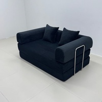 Canapé-lit modulaire compressible en velours côtelé, avec accoudoir semi-entouré, lit de jour en mousse haute résilience pour salon et appartement