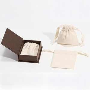Sac à cordon personnalisé avec logo imprimé, blanc, petit, style vintage, en coton lavable, pochette cadeau, emballage, rangement - Product Image 6