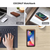 Nouveau chargeur portable de charge sans fil de téléphone de noix de coco 10000mah écologique 2 en 1 batterie externe avec chargeur Apple Watch