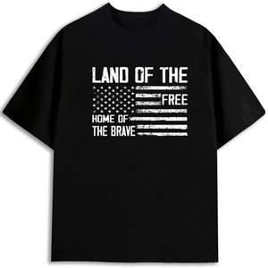 Camiseta Land Of The Free Home Of The Brave 100% algodón, cuello redondo, manga corta para hombre, uso promocional - Product Image 1