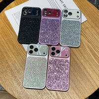 Nouvelle coque de téléphone pour 16 Pro Max, rose pailleté, en matériau PC, avec protection d'objectif, écran large
