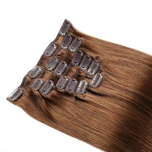 Extensions per capelli vergini Remy con clip, mezza testa, con trama quadrupla, punta spessa, pezzo unico, all'ingrosso dalla Cina - Product Image 3