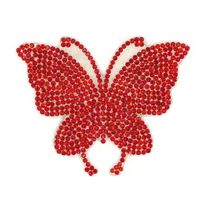 Heat Press Transfer Beaded Diamond Crown Badges Butterfly Crystal Applique Rhinestones Patches for Hats