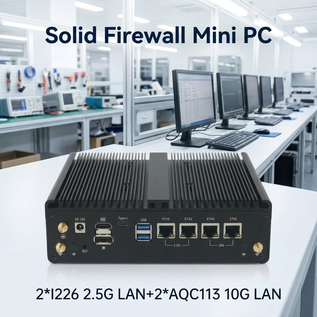 4 *2.5G LAN Industrial Mini PC AMD Ryzen 5-7640HS R7 8845HS Barebone IPC 4*USB3.0 2*Type-C Edge Computing Pfsense Thin Client