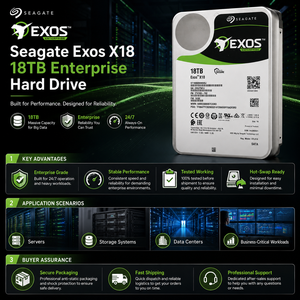 Disque dur <span class=keywords><strong>Seagate</strong></span> Exos X18 <span class=keywords><strong>ST18000NM000J</strong></span> 18 To 3,5 pouces SATA 6 Gb/s Enterprise Helium HDD 7200 tr/min 256 Mo de cache CMR - Product Image 4