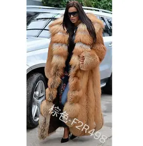 KW15 2020 winter super long faux fur ladies overcoat loose fashion warm thick hooded coat