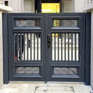 Porte automatique de luxe en aluminium sur mesure, rail de porte de 4 m, durable, revêtement en poudre, <span class=keywords><strong>portail</strong></span> <span class=keywords><strong>battant</strong></span> pour allée, entrée extérieure, entrepôt, centre commercial, hôtel - Product Image 6