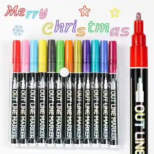 Art Supplies Double Line Outline Marker Pen Customized Colored Markers Colour Marker Pen Set For Drawing Coloring