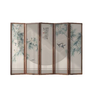 Biombo Plegable Estilo Chino de Madera Maciza con Diseño Floral para Sala de Estar, Oficina o Estudio - Product Image 4