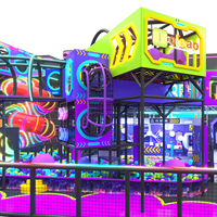 Aire de jeux intérieure Cyber Neon Aoleao, équipement de jeux pour enfants, lumières LED, toboggans, piscines à balles, trampoline