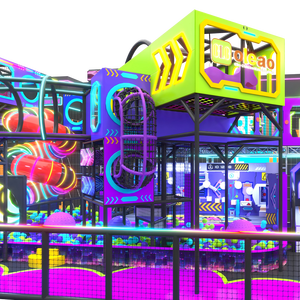 Aire <span class=keywords><strong>de</strong></span> jeux intérieure Cyber Neon Aoleao, équipement <span class=keywords><strong>de</strong></span> jeux pour enfants, lumières LED, toboggans, piscines à balles, trampoline - Product Image 1