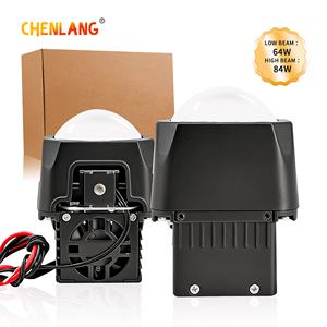 Chenlang - Faro Delantero Bi-LED de Matriz de 1.5 Pulgadas, H4, Luz Alta y Baja, 84W/64W, 5400LM, Lente de Proyector Bi-LED, Corte Plano para Automóviles, Volante a la Derecha <span class=keywords><strong>e</strong></span> Izquierda - Product Image 1