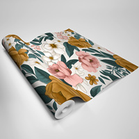 Papier peint auto-adhésif givré à motifs floraux européens, 45x300, autocollant mural imperméable, décoration botanique foncée pour salon et chambre à coucher