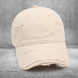 Distressed Baseball Cap Twill Unisex Soft Top Curved Brim Sun <b>Hat</b> Spring <b>Summer</b> 58-60cm - Product Image 3