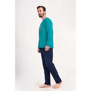 Conjunto de pijama de manga larga con cuello redondo y bolsillos para hombre - Product Image 3