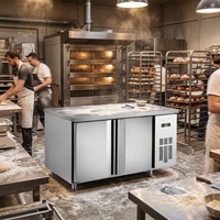 Meja Pendingin Bahan Baku Pizza dengan Pendingin Udara, Penyangga Gastronorm Pan, Layar Digital, Mudah Dibersihkan, Berkinerja Tinggi