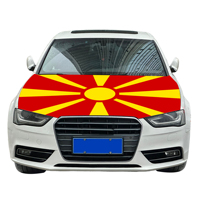 Housse de capot de voiture en spandex universelle avec drapeau de la Macédoine du Nord, pour SUV et camion, bannière de capot moteur 130x150cm, décoration pour supporters de football, vente en gros