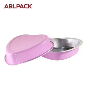 Heart Shape Disposable Cake Baking Cup Molds Pastry Cheese Pan Wholesale Aluminum Foil Container With Lid