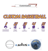 Ballons de basketball AOYUN en cuir PU élastique coloré, résistant à l'usure, avec vessie en nylon, logo personnalisé, pour l'entraînement scolaire, tailles 3-7