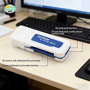 Lecteur de cartes mémoire multifonction 4-en-1 haute vitesse pour fournisseurs (SD/<span class=keywords><strong>Memory</strong></span> <span class=keywords><strong>Stick</strong></span>/MS/<span class=keywords><strong>M2</strong></span> TF) – Adaptateur externe USB 2.0 tout-en-un - Product Image 2