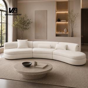 Sofá Seccional Modular VL Luxury Cream White Boucle, Sofá en Forma de Nube para Sala de Estar - Product Image 1