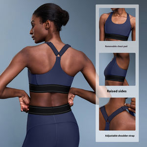 SHINBENE Lightweight Adjustable Straps Sports Bra Racerback Running Crop Tank <b>Top</b> with High for Impact Front Logo - Product Image 4